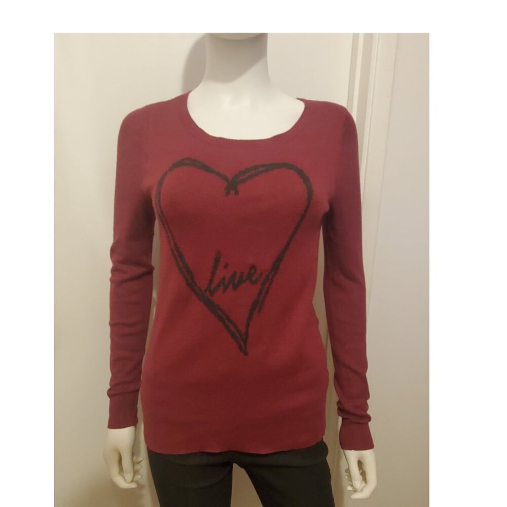 RW & Co Maroon Sweater with a Heart in the Front